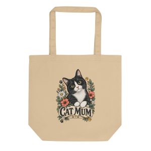 Cat Mum Floral Eco Tote Bag – Organic Cotton Cat Lover Bag