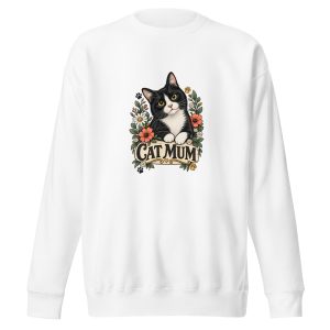 Cat Mum Floral Sweatshirt – Unisex Premium Cat Lover Sweater